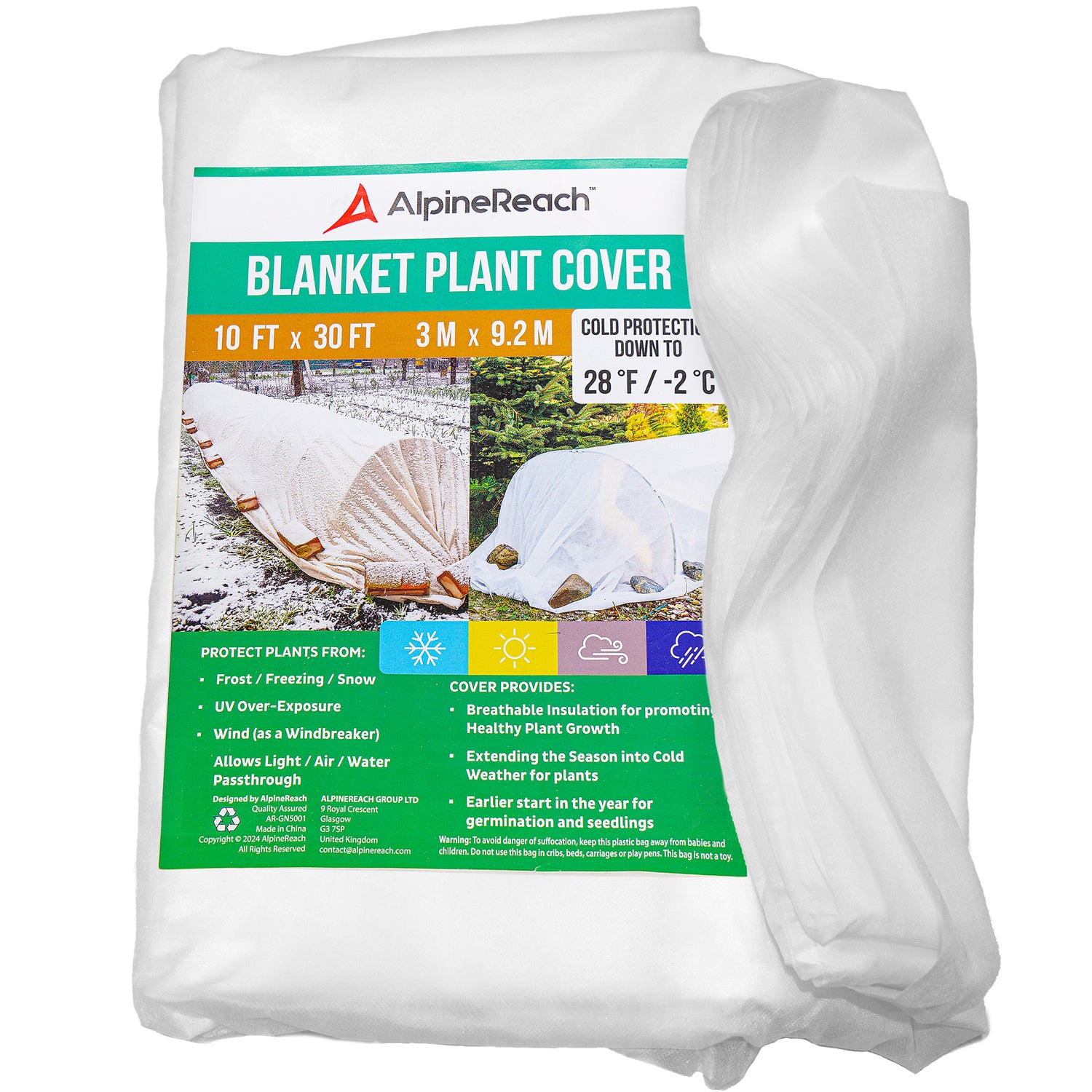 AlpineReach Plant Frost Cover Protection Blanket 10ft x 30ft - AlpineReach