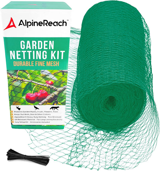 AlpineReach Garden Bird Netting Kit 7.5 x 65 Feet Green - AlpineReach